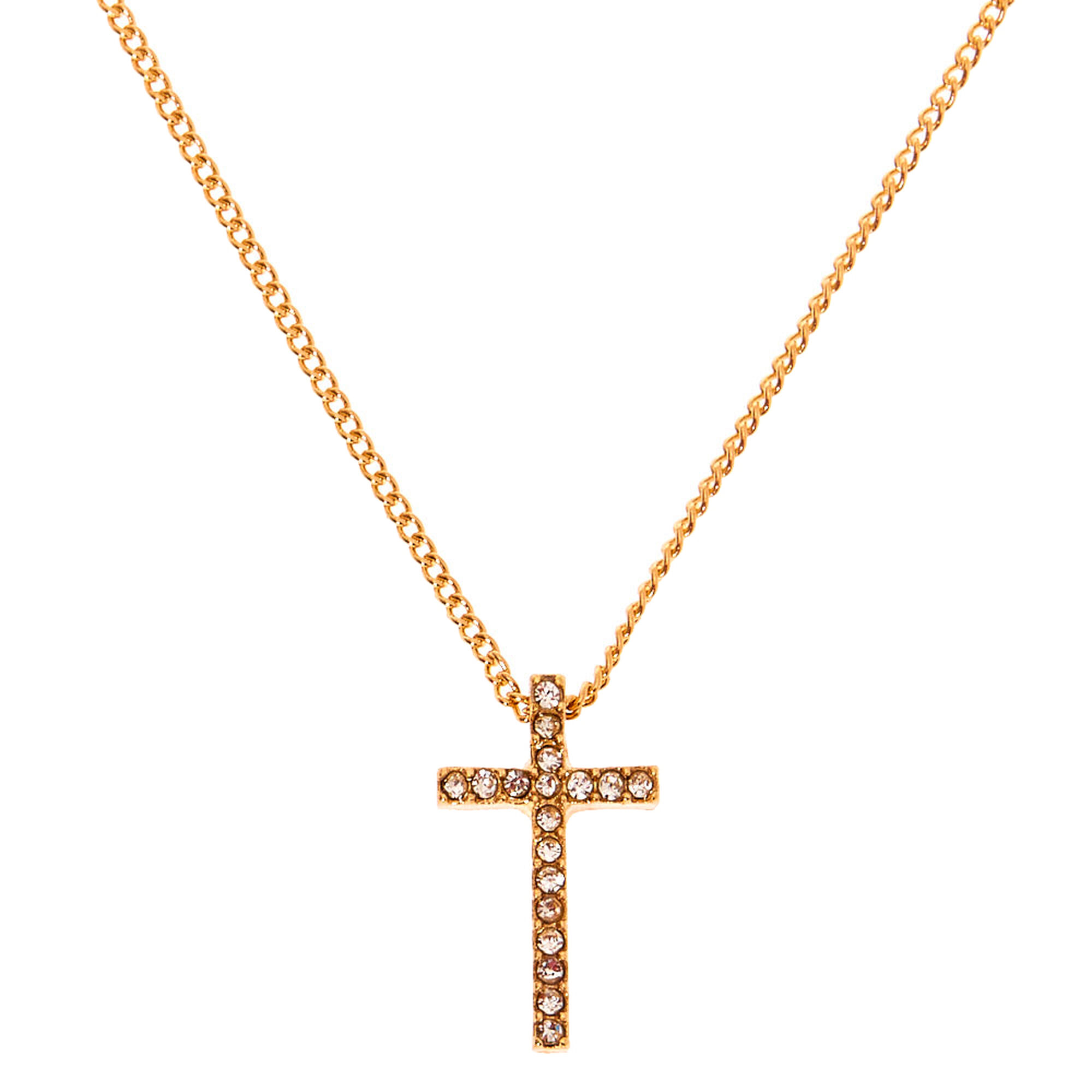 View Claires Cross Pendant Necklace Gold information