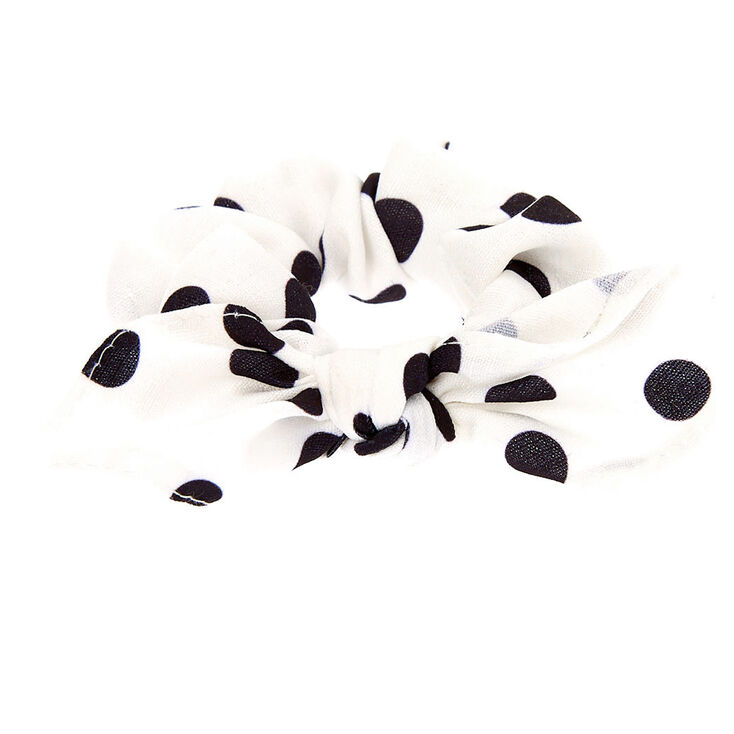 Claire's Chouchou avec nœud noué à pois - Blanc