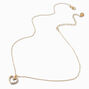 Half Cubic Zirconia Heart Gold-tone Pendant Necklace,