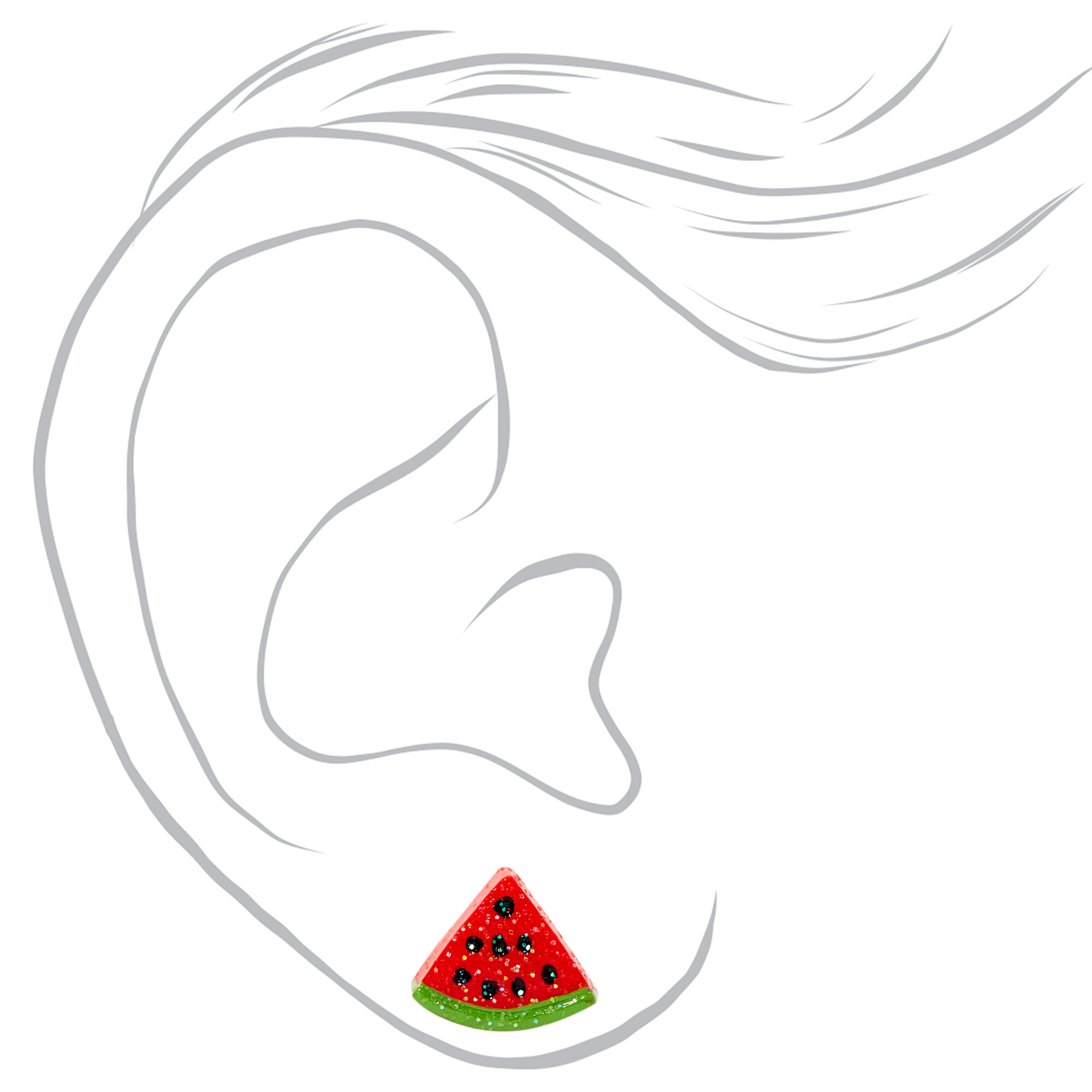 Clous d'oreilles fruits et strass aux designs variés couleur argentée - Lot de 9,