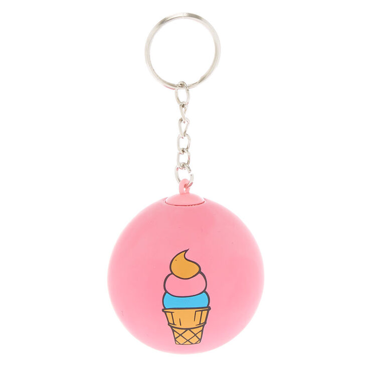 Porte-cl&eacute;s balle anti-stress glace rose,