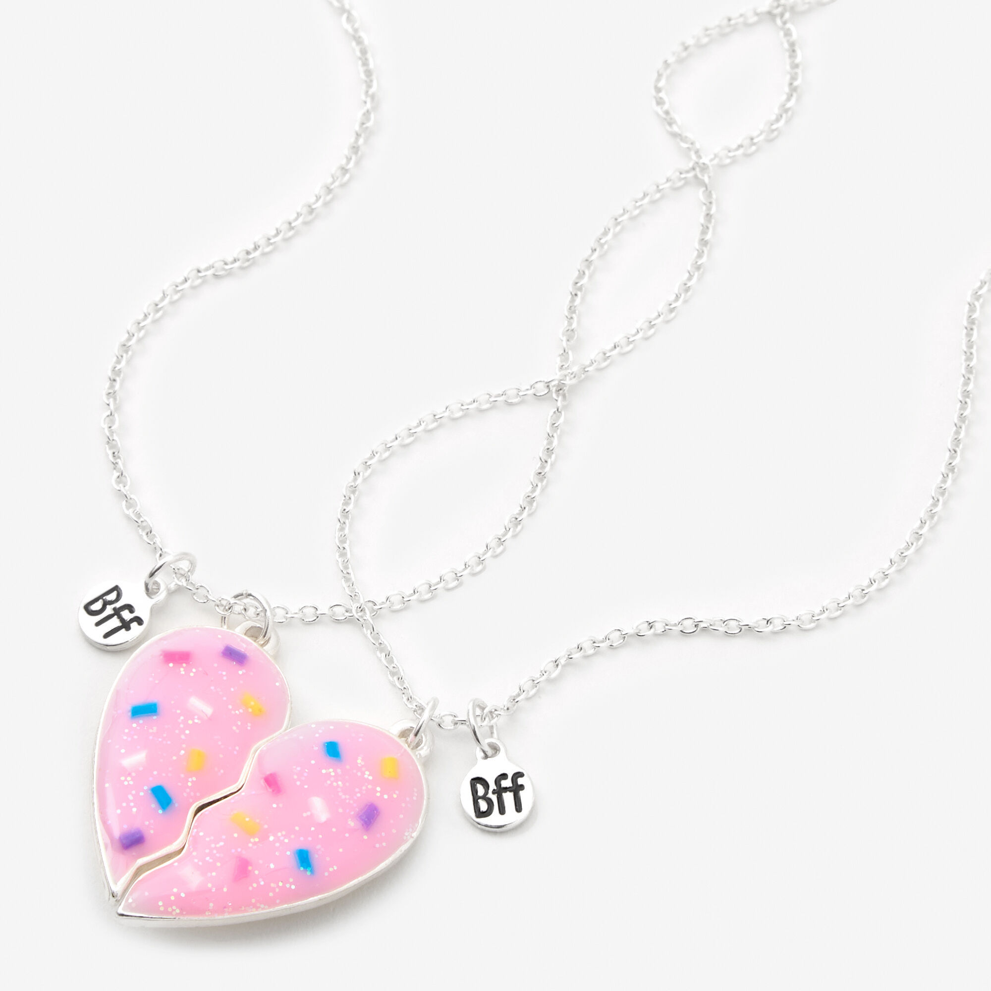 Best Friends Silver Waffle Heart Pendant Necklaces - 2 Pack | Claire's US