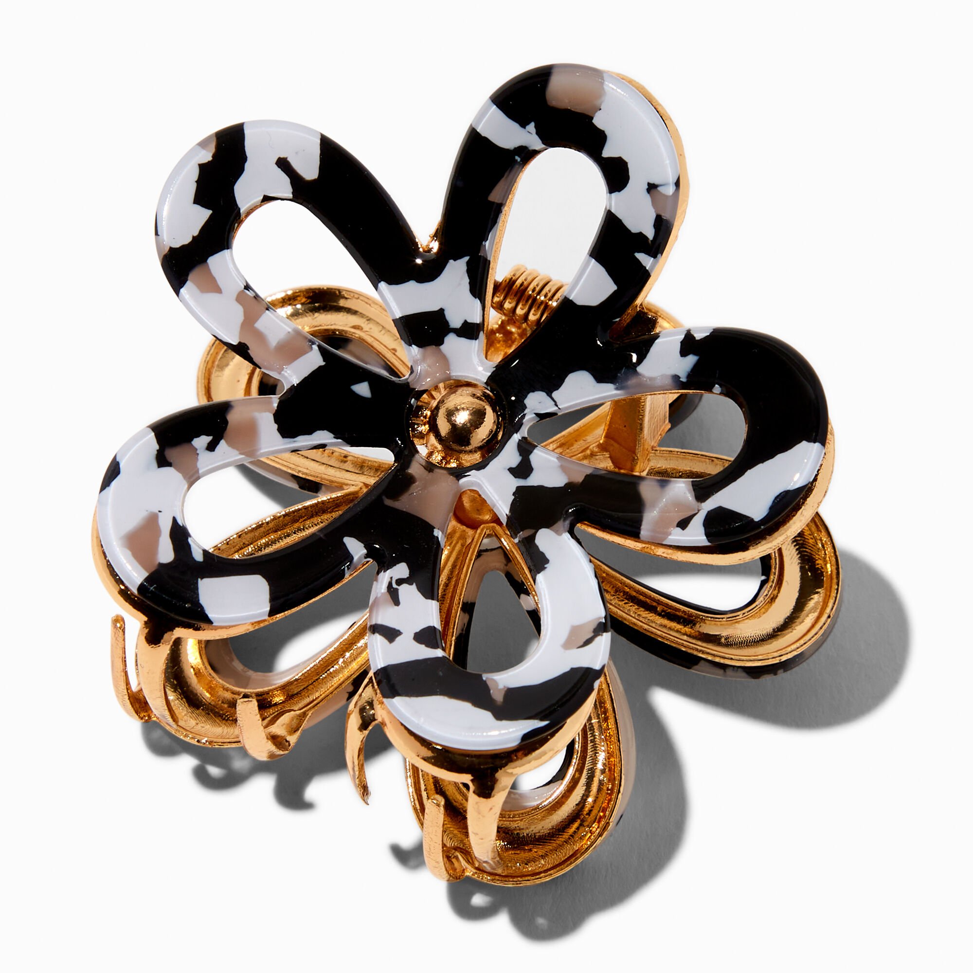 Black & White Metal Flower Hair Claw,