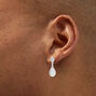Silver Tiny Glitter Teardrop 0.5&quot; Drop Earrings,