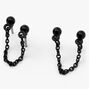 Black Ball Connector Chain Stud Earrings,