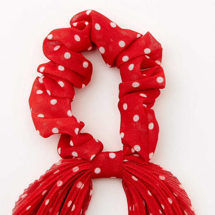 Chouchou foulard pliss&eacute; &agrave; petits pois - Rouge,