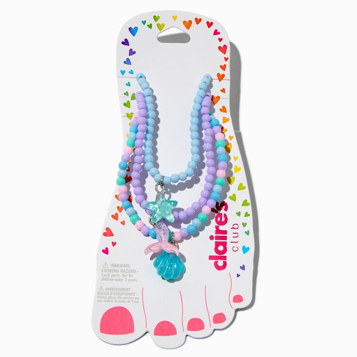 Claire&#39;s Club Mermaid Beaded Anklets - 3 Pack,