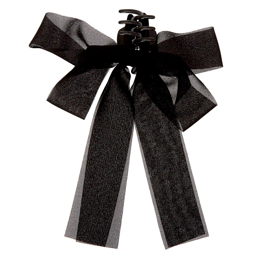 Ribbon Bow Hair Claw - Black,