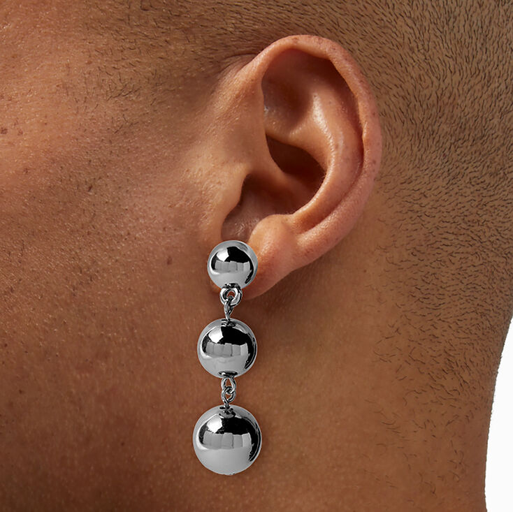 Silver-tone Graduated Ball Linear Drop Earrings Earrings,