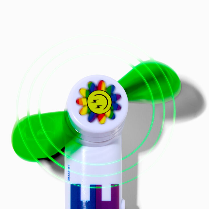 Love Rainbow Stripe Light-Up Hand Held Fan,