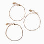 Gold-tone Cubic Zirconia Confetti Chain Bracelets - 3 Pack,