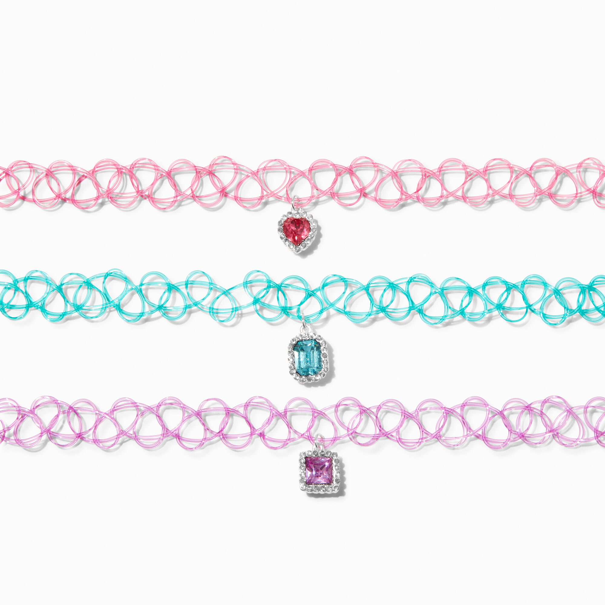 Claire s Club Jewel Tone Choker Necklace Set 3 Pack Claire s US