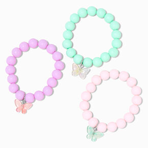 Claire&#39;s Club Butterfly Matte Beaded Stretch Bracelets - 3 Pack,