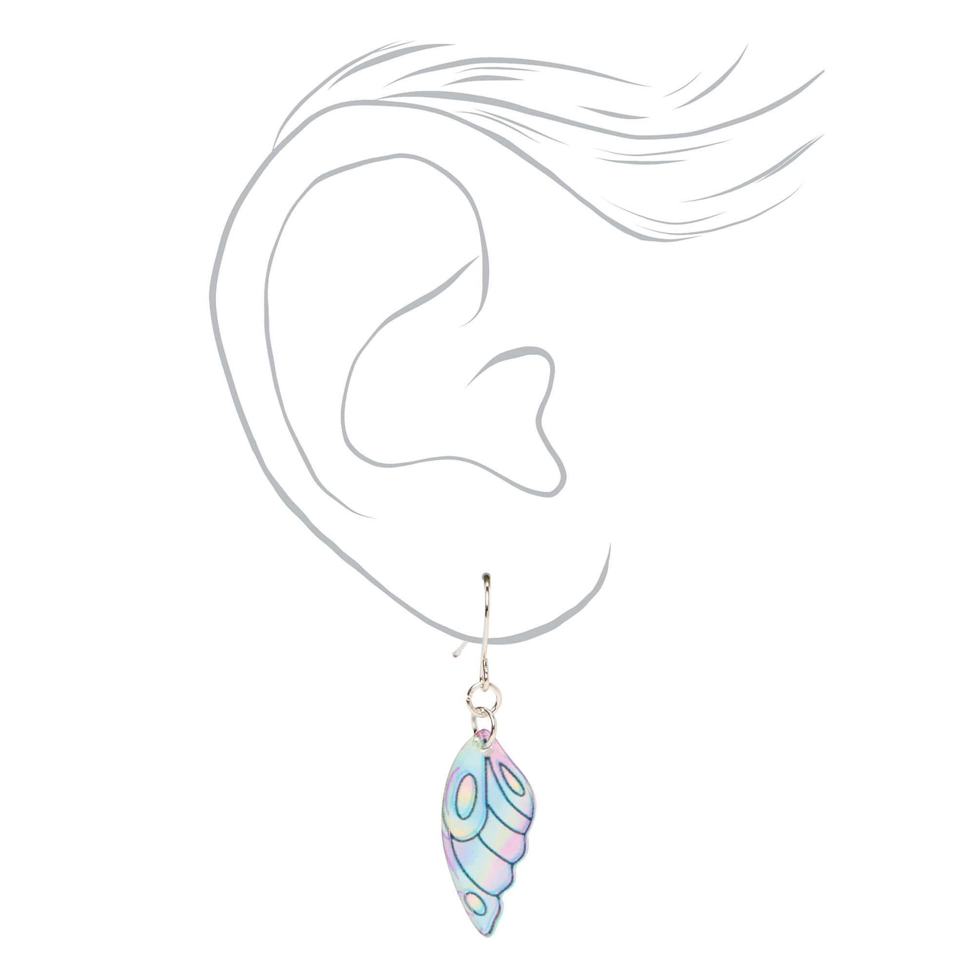 Holographic Wings Drop Earrings,