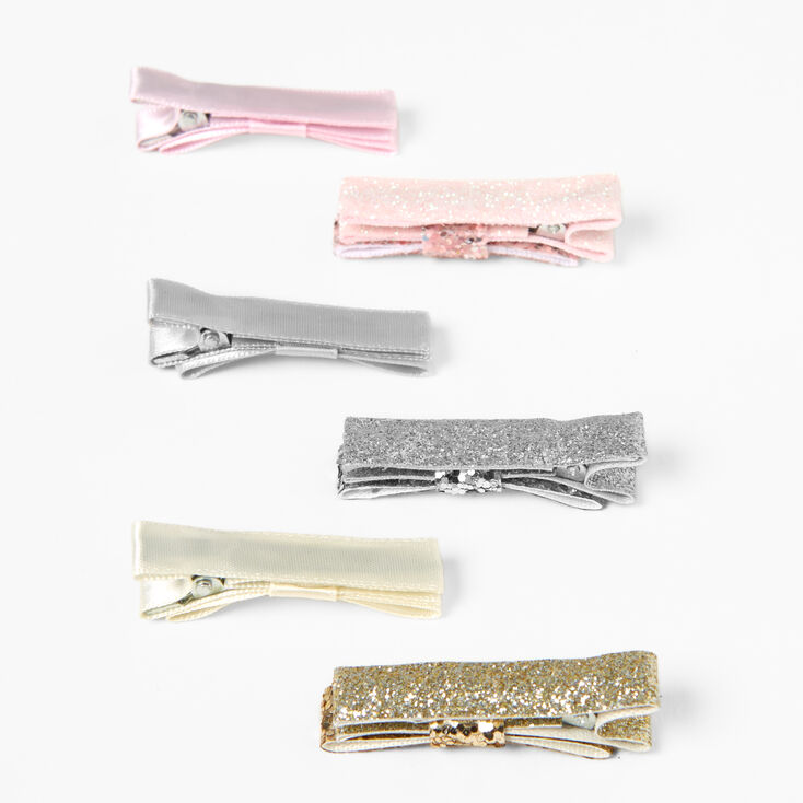 Claire&#39;s Club Glitter Satin Hair Clips - 6 Pack,