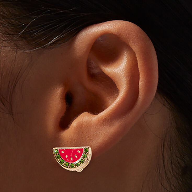 Crystal Fruit Clip-On Earrings  - 3 Pack ,