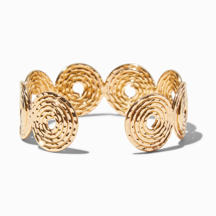 Gold-tone Swirl Disc Cuff Bracelet,