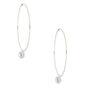 Silver 50MM Cubic Zirconia Stone Hoop Earrings,