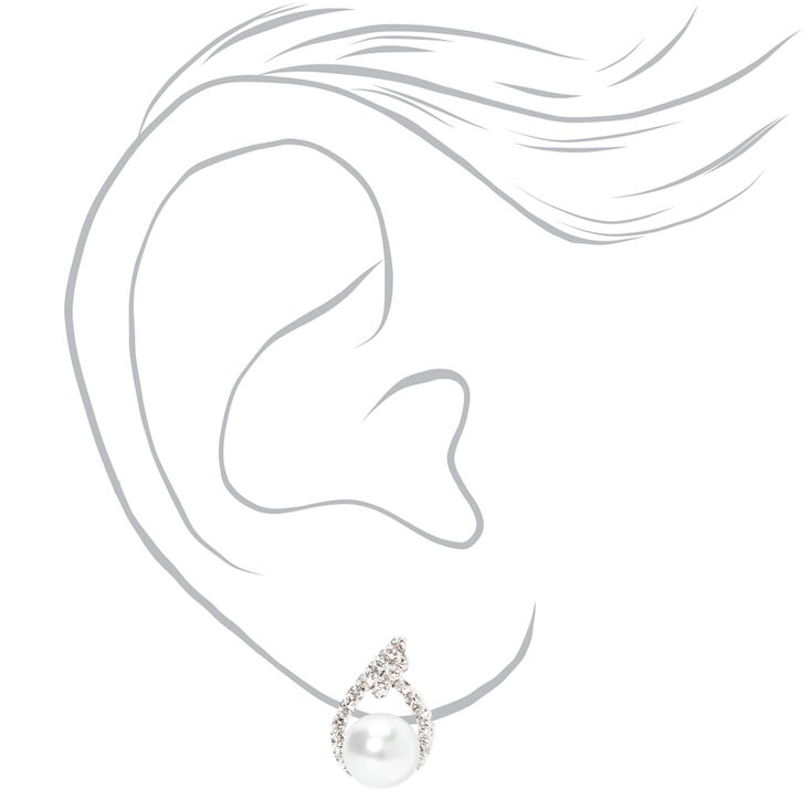 Silver Rhinestone Pearl Cindy Tiara  &amp; Stud Earrings - 2 Pack,