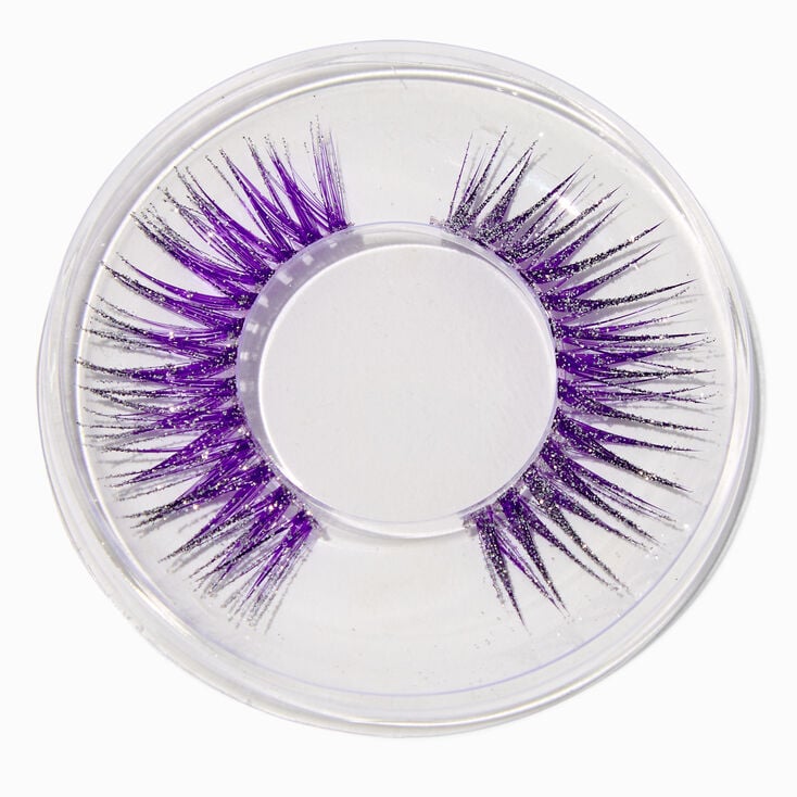False Lashes &amp; Purple Ombr&eacute; Stiletto Vegan Faux Nail Gift Set - 24 Pack,