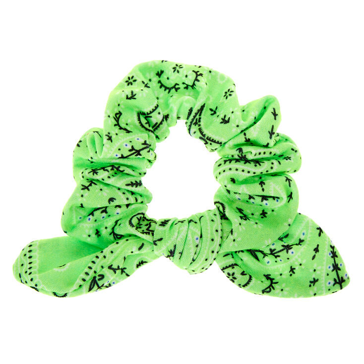 Claire's Chouchou bandana à nœud noué - Vert fluo