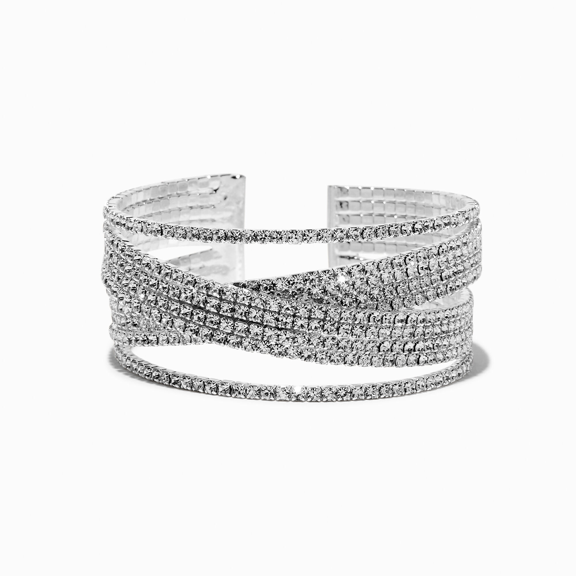 View Claires Tone Mega Glam Cuff Bracelet Silver information