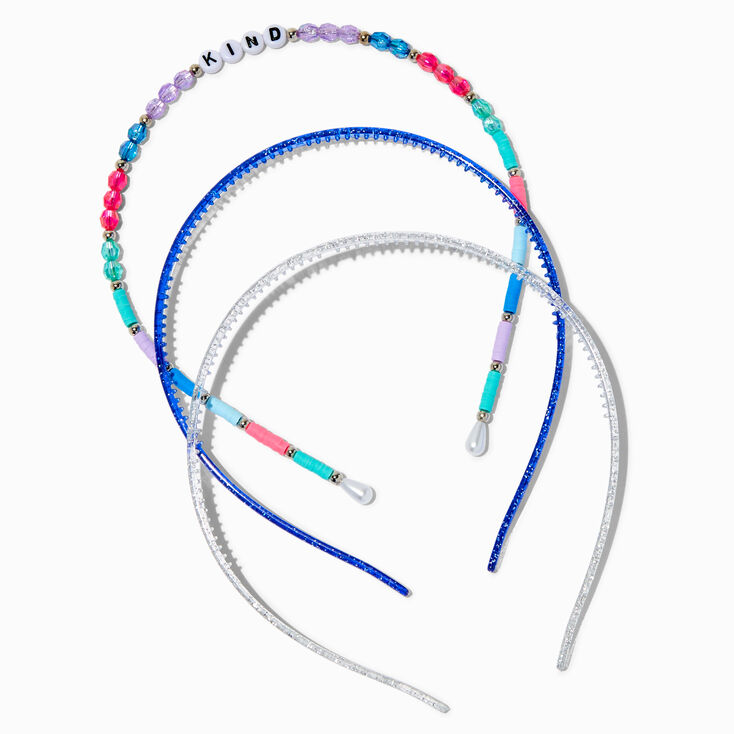 Claire&#39;s Club Jewel Tone &quot;Kind&quot; Beaded Headbands - 3 Pack,