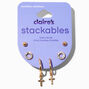 Gold Circle Stud &amp; Cross Hoop Earring Stackables Set - 3 Pack,