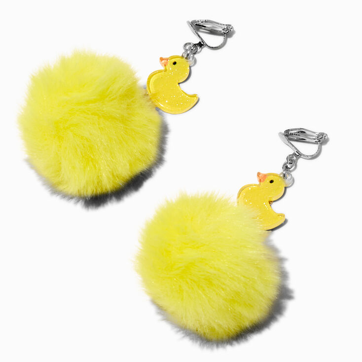 Pendantes &agrave; clip pompon et canard en plastique,