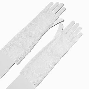 Longs gants en dentelle blancs,