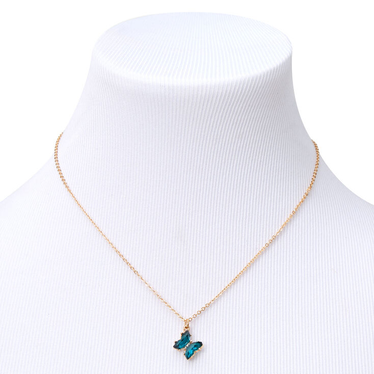 Butterfly Birthstone Gold-tone Pendant Necklace,