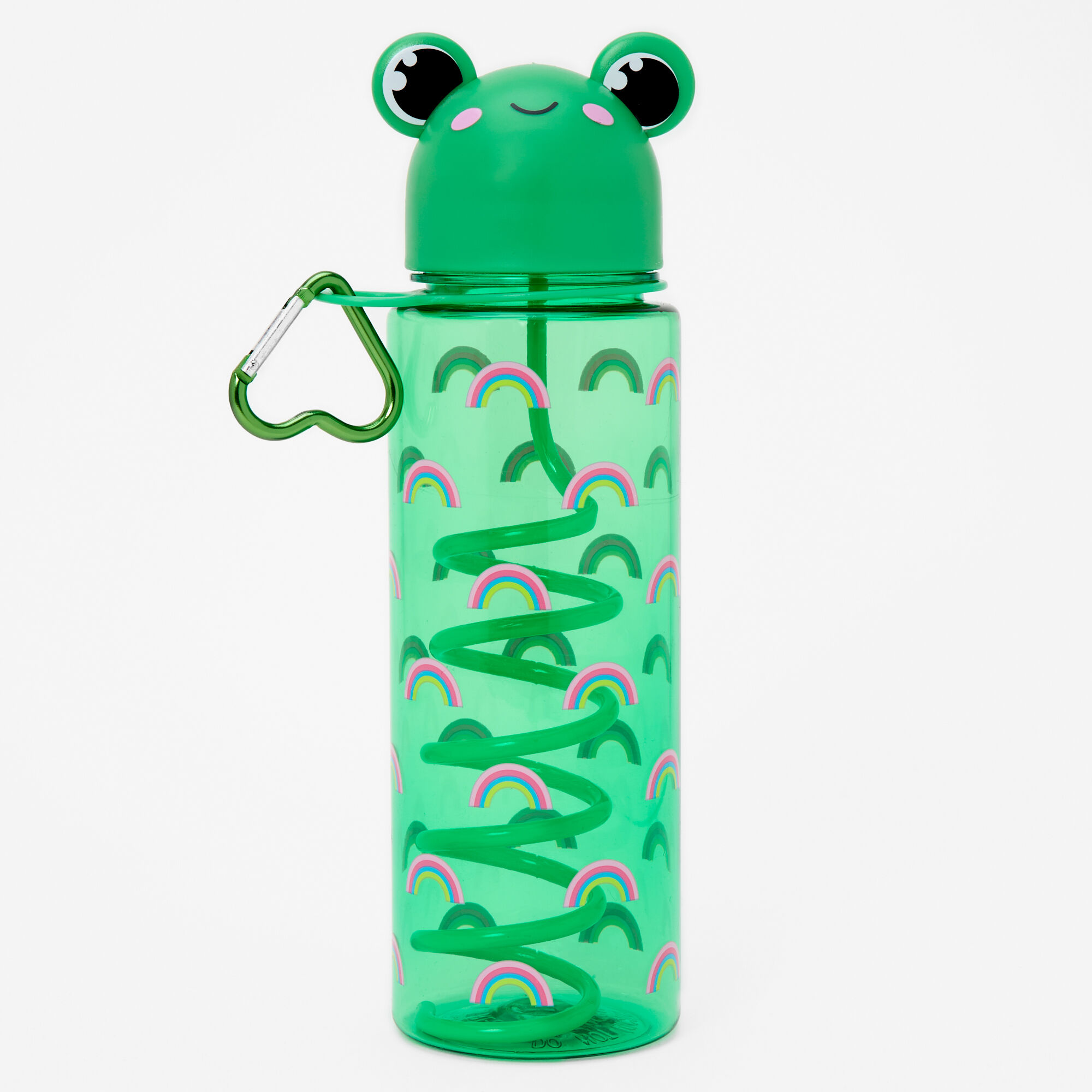 View Claires Frog Rainbow Water Bottle Green information