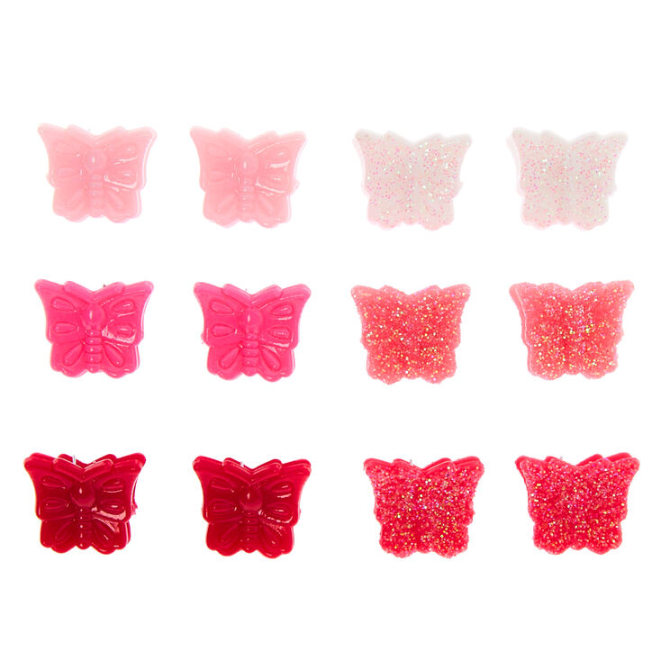 Mixed Pinks Butterfly Mini Hair Claws - 12 Pack,