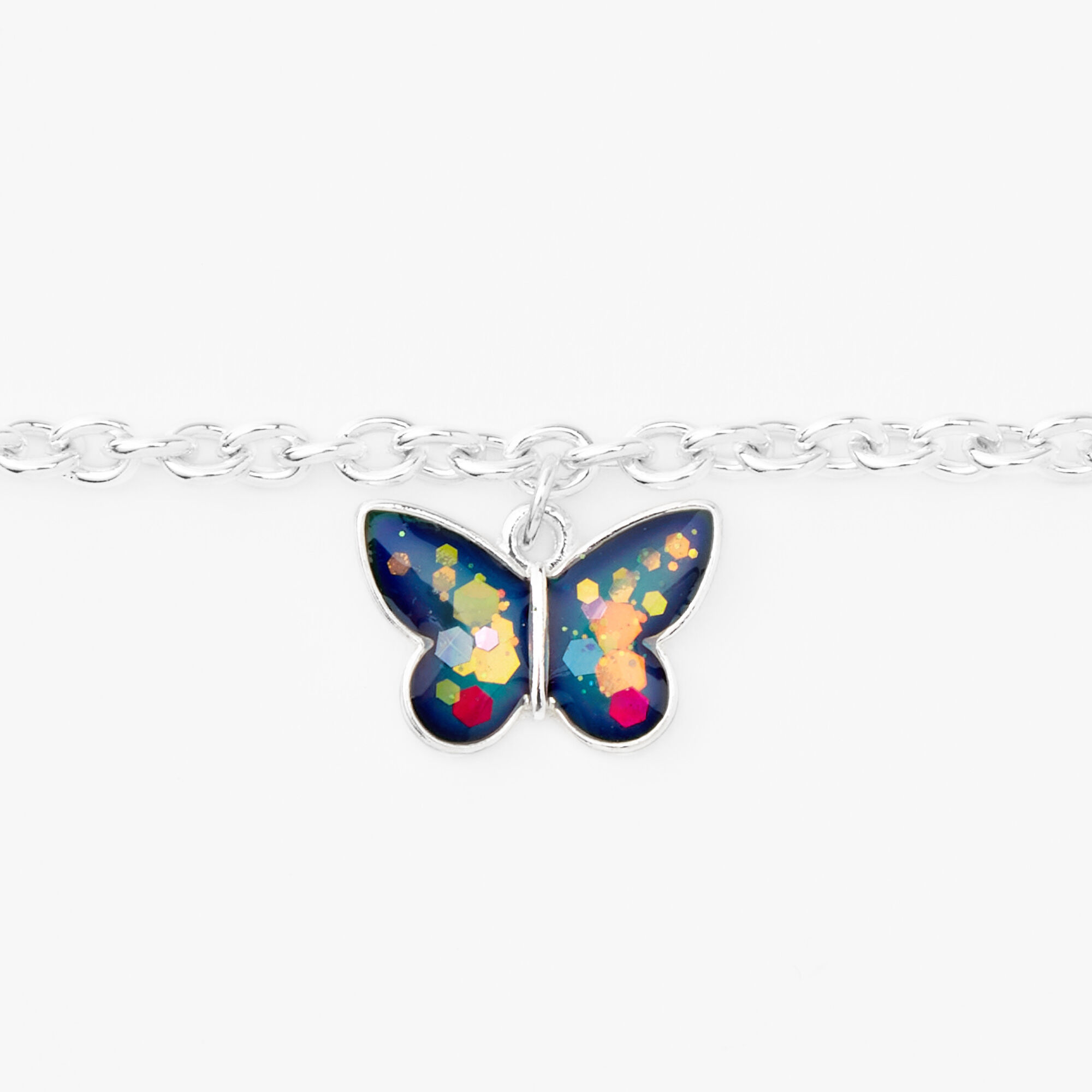 Silver Butterfly Mood Charm Bracelet,