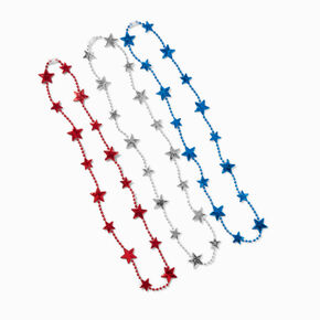 Stars &amp; Stripes Red, White, &amp; Blue Star Beaded Necklaces - 3 Pack,