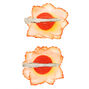 Glitter Flower Hair Clips - Orange, 2 Pack,