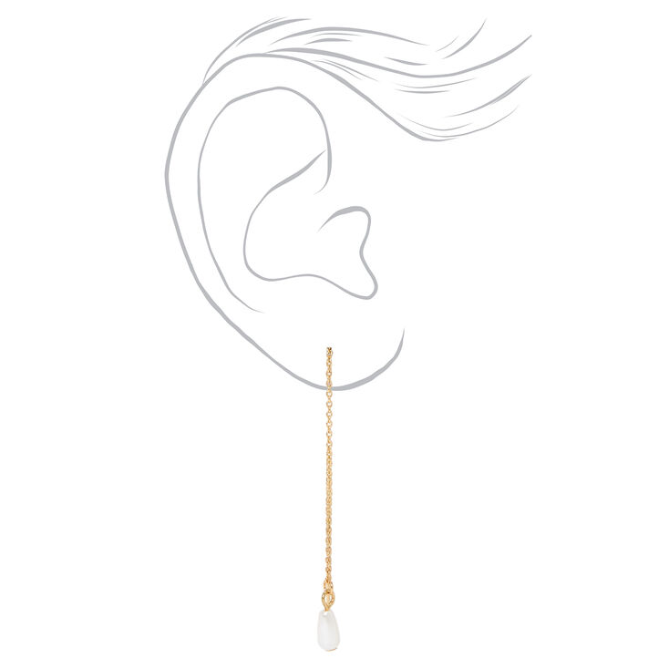 Gold 2&quot; Glitter Heart &amp; Pearl Drop Earrings - 3 Pack,