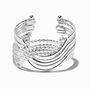 Silver-tone Extended Length Braided Woven Cuff Bracelet,