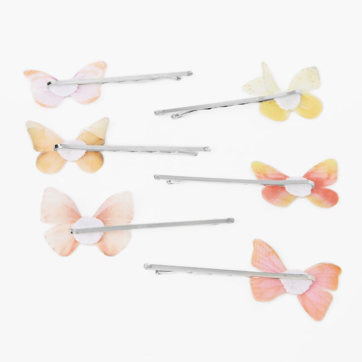 Crystal Accent Butterfly Hair Pins - Orange, 6 Pack,