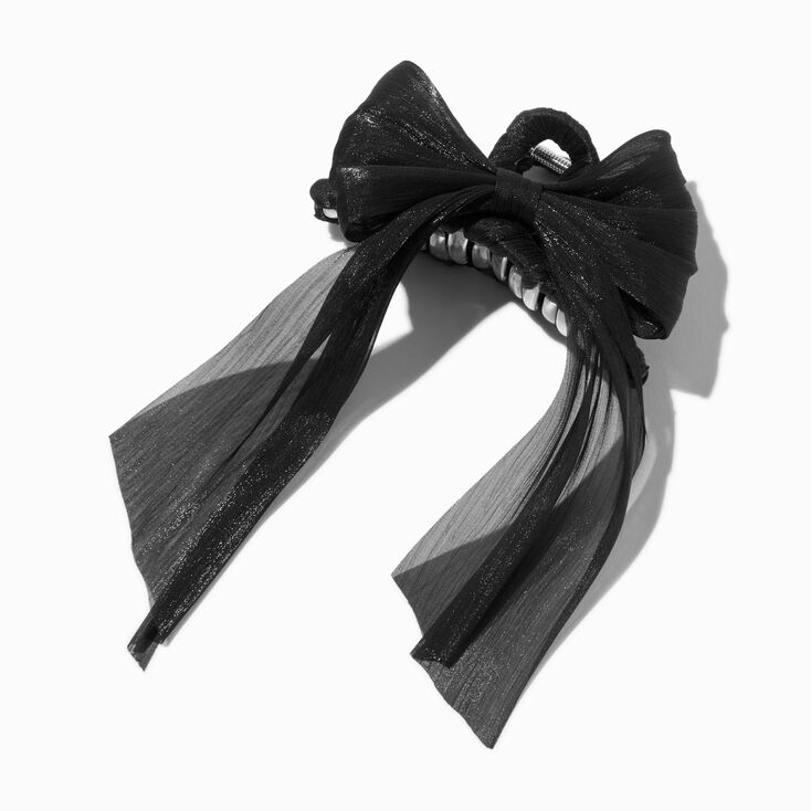 Pince &agrave; cheveux avec n&oelig;ud en organza noire,
