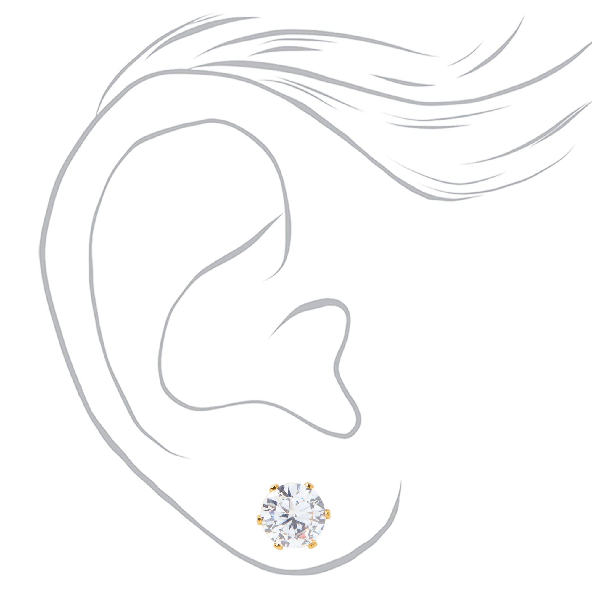 C LUXE by Claire's 18kt Gold Plated Cubic Zirconia 8mm Round Stud Earrings,
