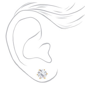 18kt Gold Plated Cubic Zirconia Round Stud Earrings - 8MM,