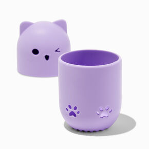&Eacute;tui pour &eacute;ponge &agrave; maquillage chat violet,