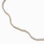 Gold-tone Cubic Zirconia Wiggle Tennis Choker Necklace,