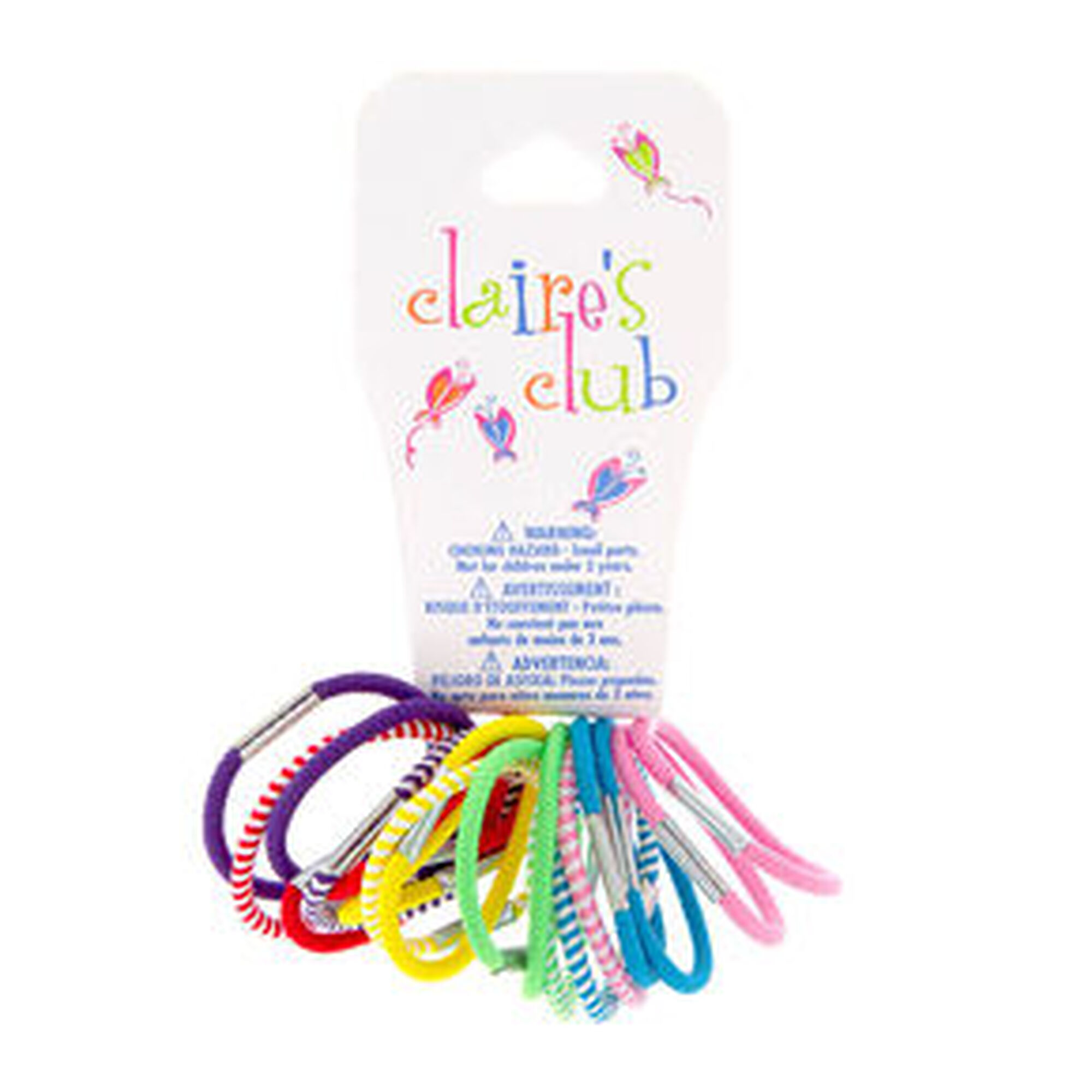 View Claires Club 18 Pack Colour Solid And Striped Mini Hair Elastics information