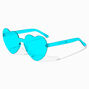 Teal Heart Rimless Sunglasses,