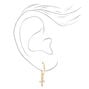 Gold Crystal Cross &amp; Heart Mixed Earrings Set - 9 Pack,