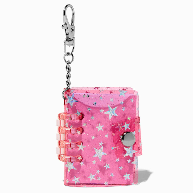 Silver Stars Pink Mini Diary Keychain,