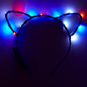 Red, White, &amp; Blue Light-Up Cat Ears Headband,