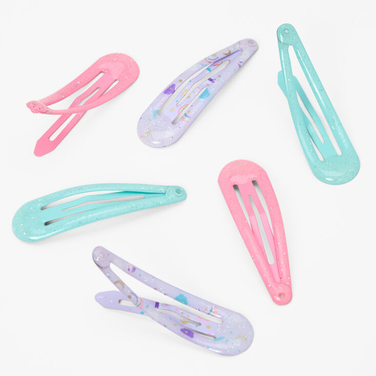 Claire&#39;s Club Glitter Pastels Snap Hair Clips - 6 Pack,